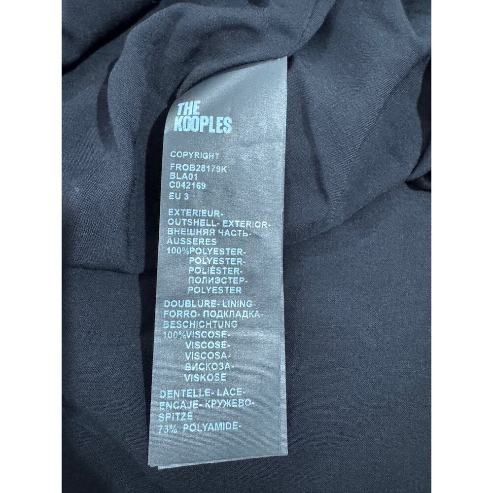 The Kooples Black Lace Embroidered Pleated Crepe Midi Dress Sz 3 US S - Picture 8 of 8